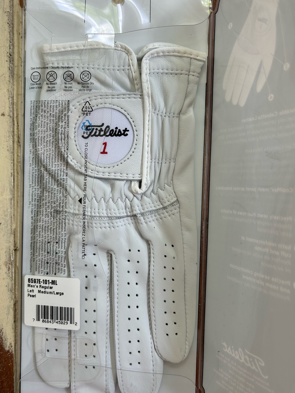 Titleist White LeftHand Golf Glove With Red Accent